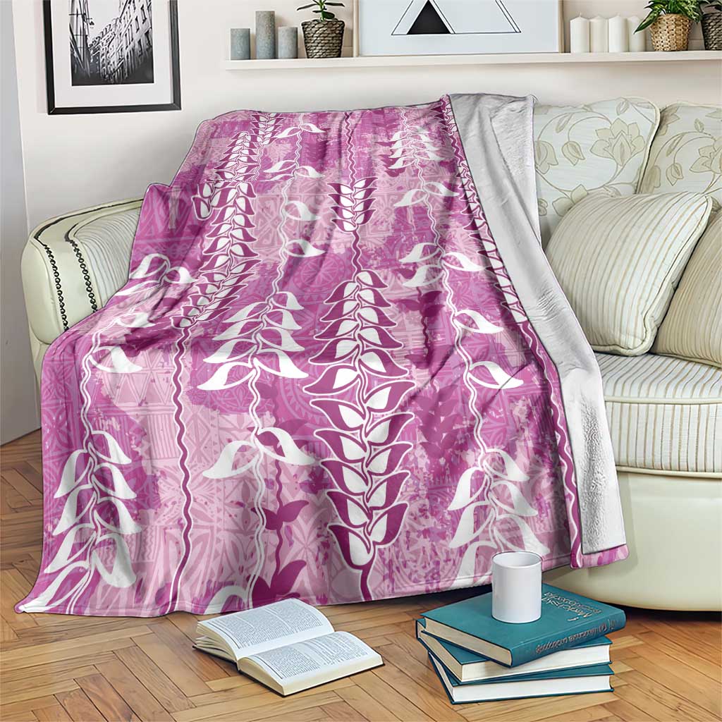 Magenta Hawaii Tapa Pattern Blanket With Heliconia Vintage Style LT05 Magenta - Polynesian Pride
