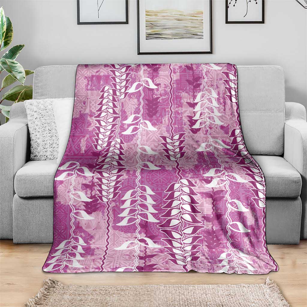 Magenta Hawaii Tapa Pattern Blanket With Heliconia Vintage Style LT05 - Polynesian Pride