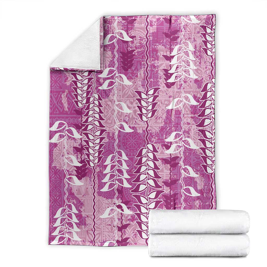 Magenta Hawaii Tapa Pattern Blanket With Heliconia Vintage Style LT05 - Polynesian Pride