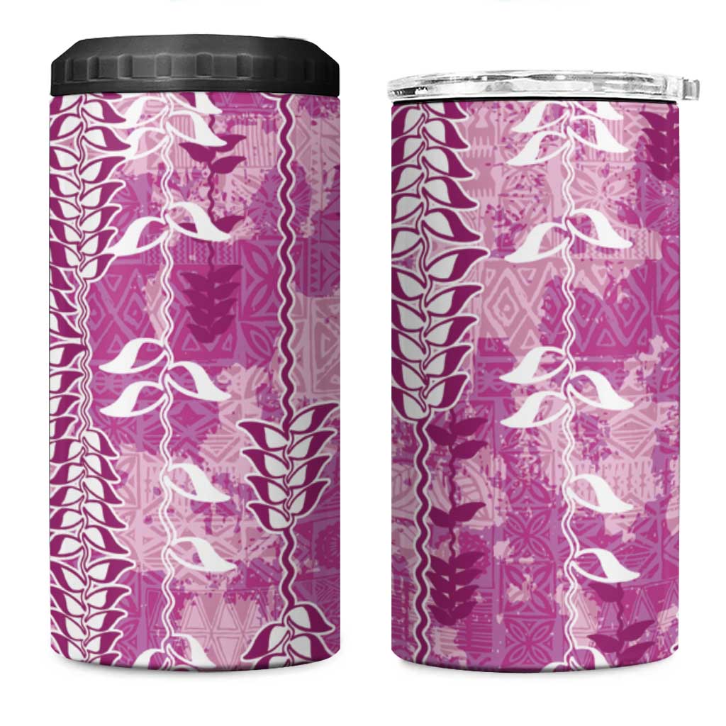 Magenta Hawaii Tapa Pattern 4 in 1 Can Cooler Tumbler With Heliconia Vintage Style LT05 One Size: 16 oz Magenta - Polynesian Pride