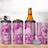 Magenta Hawaii Tapa Pattern 4 in 1 Can Cooler Tumbler With Heliconia Vintage Style LT05 - Polynesian Pride