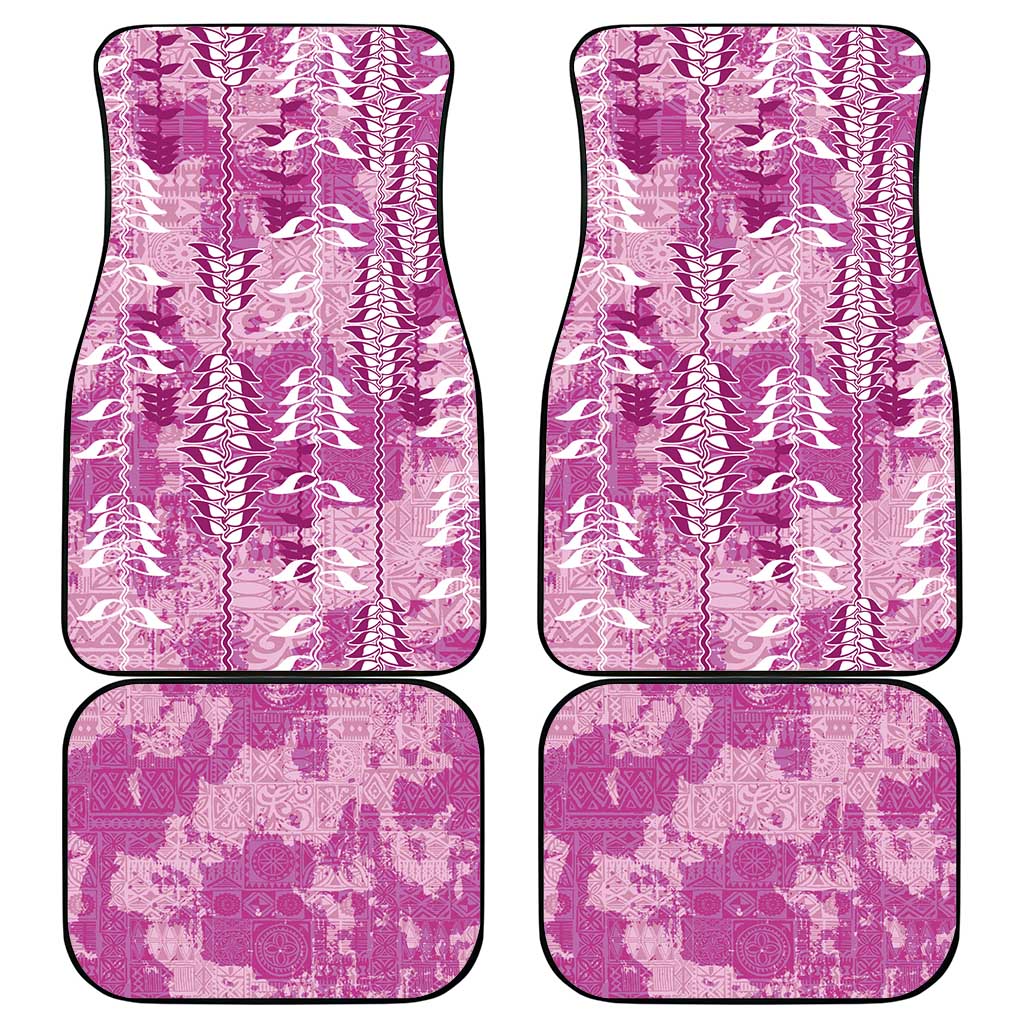 Magenta Hawaii Tapa Pattern Car Mats With Heliconia Vintage Style LT05 - Polynesian Pride