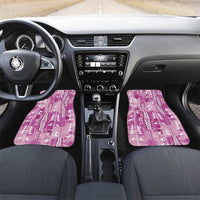 Magenta Hawaii Tapa Pattern Car Mats With Heliconia Vintage Style LT05 Set 2pcs - Front Magenta - Polynesian Pride