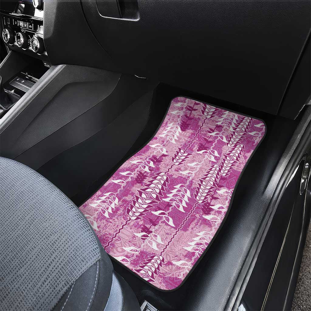 Magenta Hawaii Tapa Pattern Car Mats With Heliconia Vintage Style LT05 - Polynesian Pride