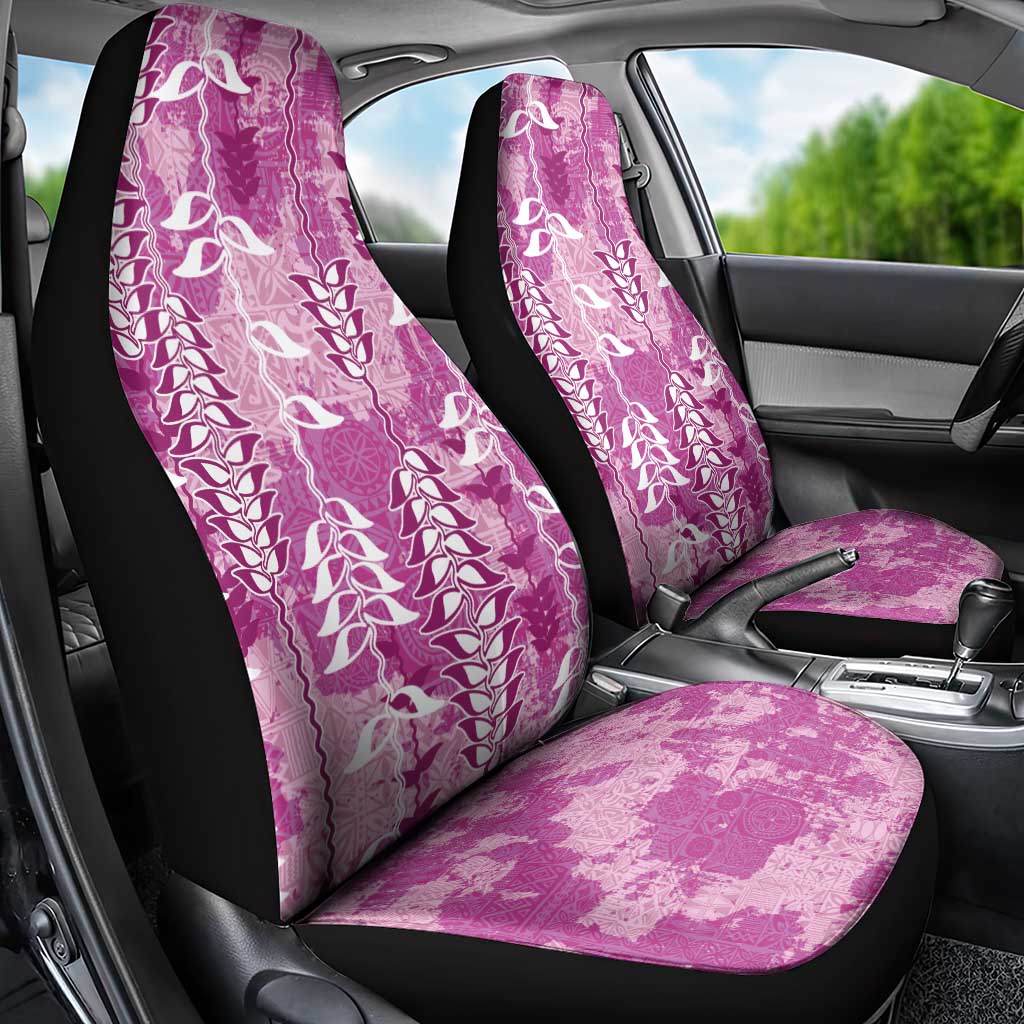 Magenta Hawaii Tapa Pattern Car Seat Cover With Heliconia Vintage Style LT05 - Polynesian Pride