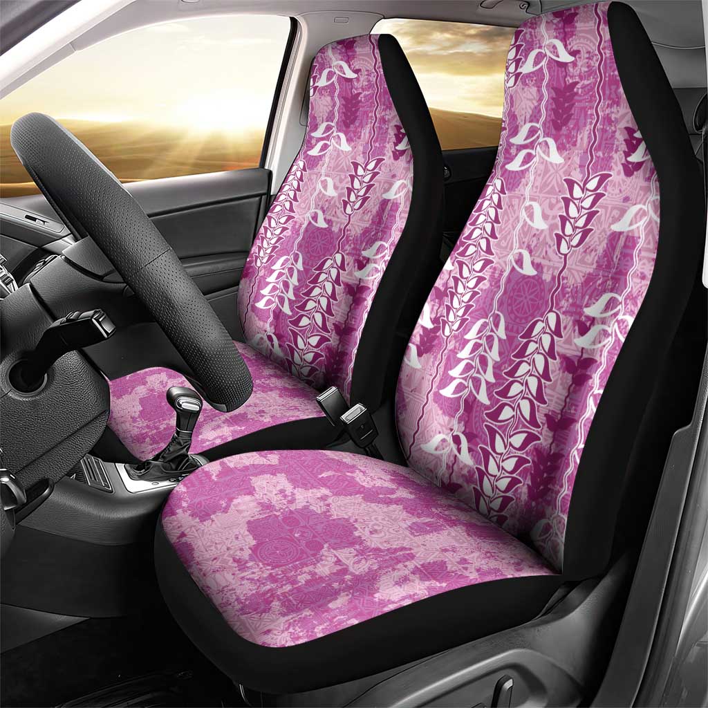 Magenta Hawaii Tapa Pattern Car Seat Cover With Heliconia Vintage Style LT05 - Polynesian Pride