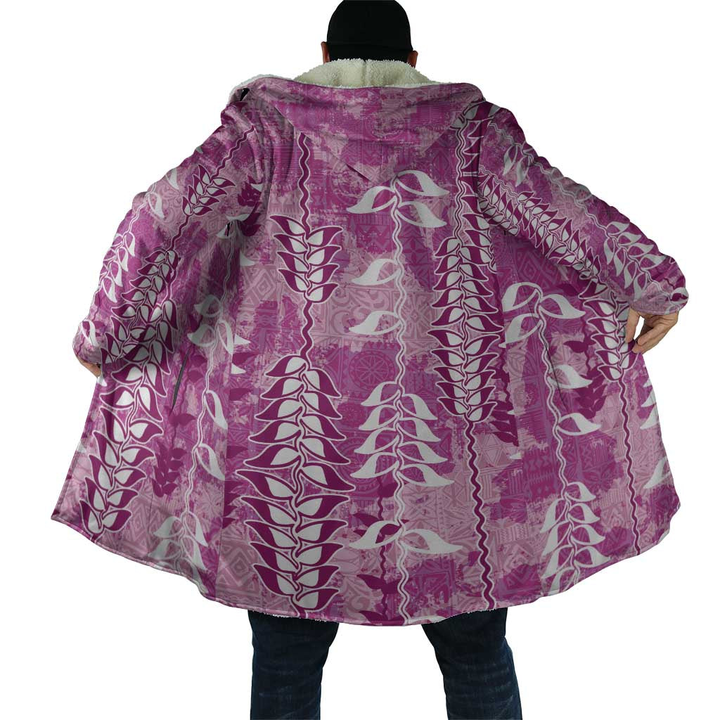 Magenta Hawaii Tapa Pattern Cloak With Heliconia Vintage Style LT05 - Polynesian Pride