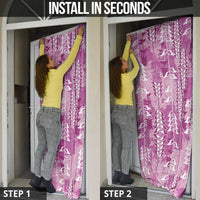 Magenta Hawaii Tapa Pattern Door Cover With Heliconia Vintage Style LT05 - Polynesian Pride