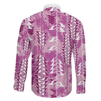 Magenta Hawaii Tapa Pattern Family Matching Mermaid Dress and Hawaiian Shirt With Heliconia Vintage Style