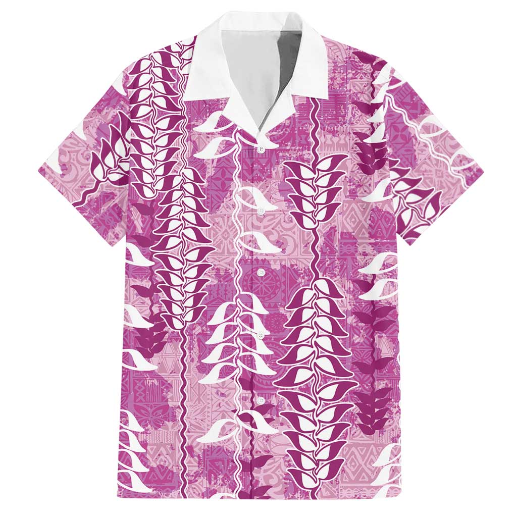 Magenta Hawaii Tapa Pattern Hawaiian Shirt With Heliconia Vintage Style LT05 Magenta - Polynesian Pride