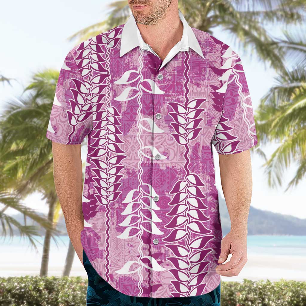 Magenta Hawaii Tapa Pattern Hawaiian Shirt With Heliconia Vintage Style LT05 - Polynesian Pride