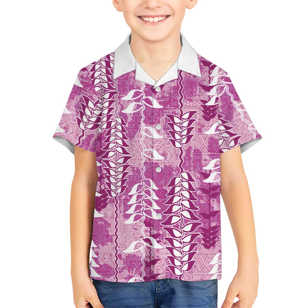 Magenta Hawaii Tapa Pattern Hawaiian Shirt With Heliconia Vintage Style LT05 - Polynesian Pride