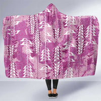 Magenta Hawaii Tapa Pattern Hooded Blanket With Heliconia Vintage Style LT05 One Size Magenta - Polynesian Pride