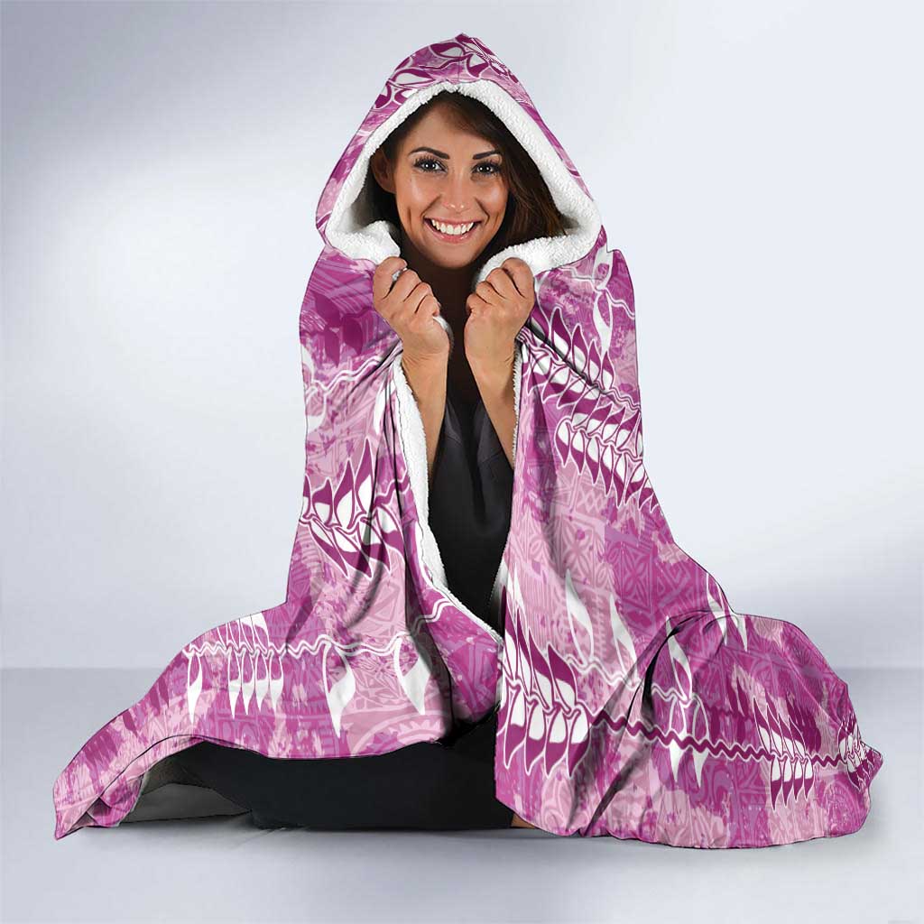 Magenta Hawaii Tapa Pattern Hooded Blanket With Heliconia Vintage Style LT05 - Polynesian Pride