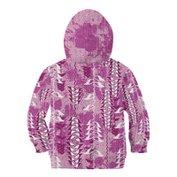 Magenta Hawaii Tapa Pattern Kid Hoodie With Heliconia Vintage Style LT05 - Polynesian Pride