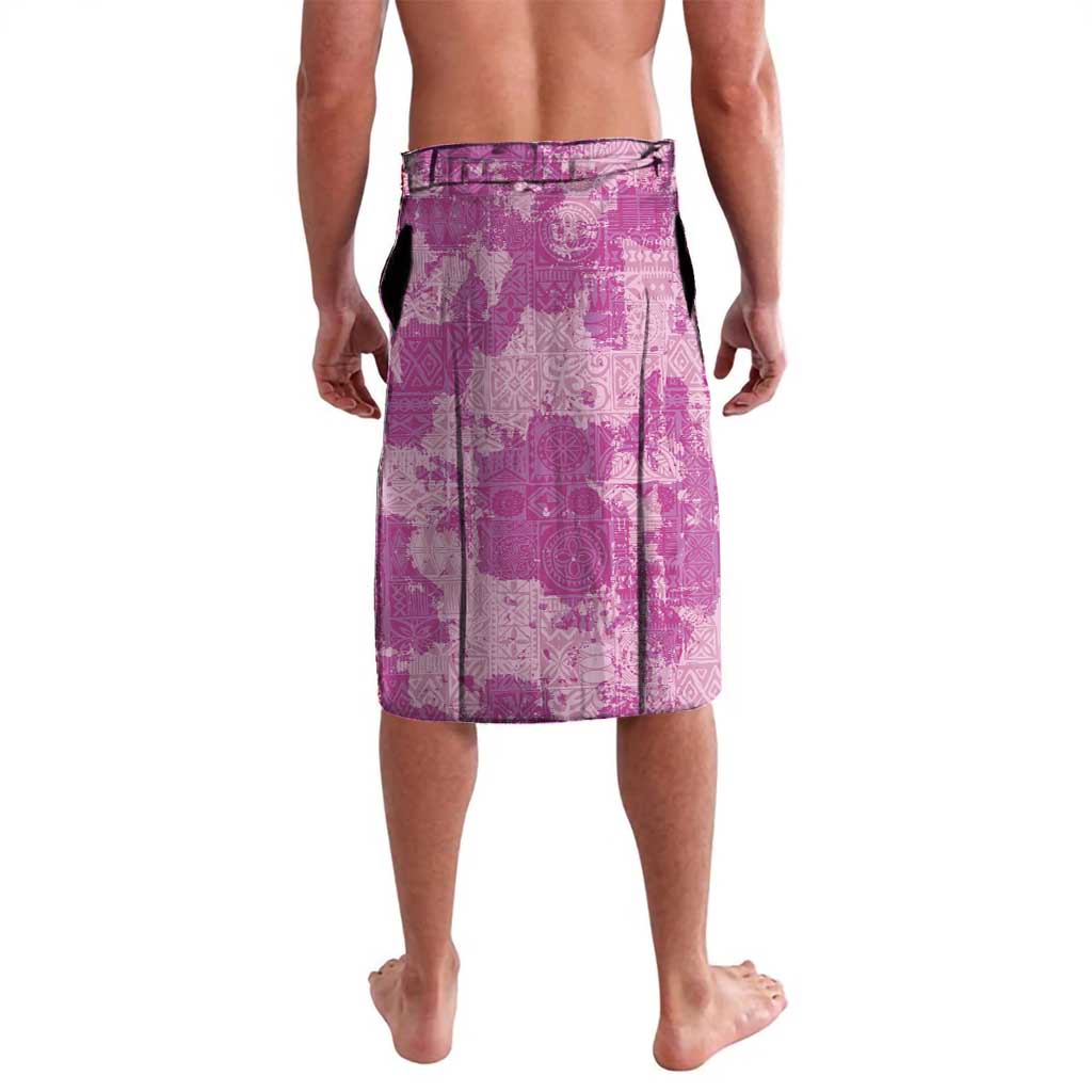 Magenta Hawaii Tapa Pattern Lavalava With Heliconia Vintage Style LT05 - Polynesian Pride