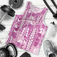 Magenta Hawaii Tapa Pattern Men Tank Top With Heliconia Vintage Style LT05 - Polynesian Pride
