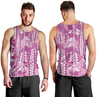 Magenta Hawaii Tapa Pattern Men Tank Top With Heliconia Vintage Style LT05 - Polynesian Pride