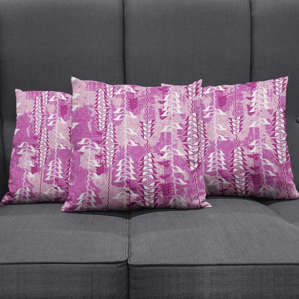 Magenta Hawaii Tapa Pattern Pillow Cover With Heliconia Vintage Style LT05 - Polynesian Pride