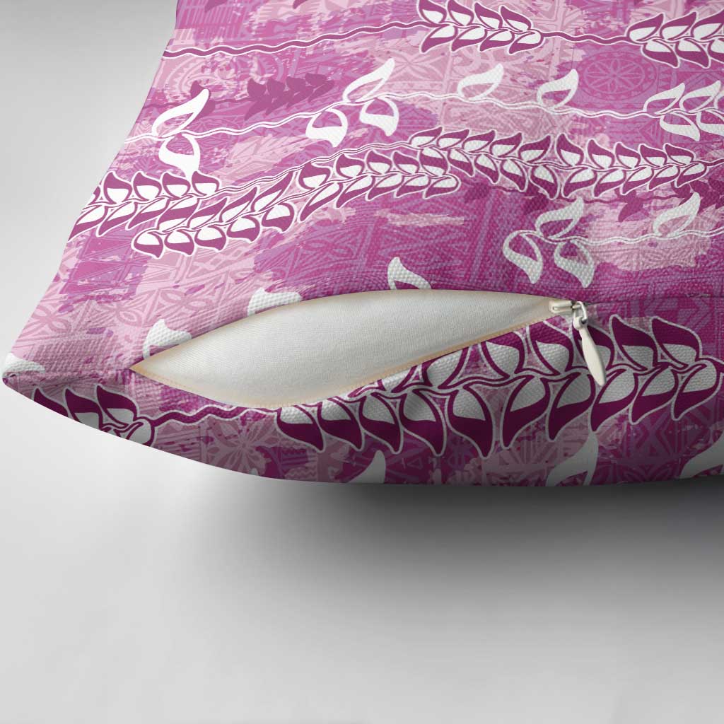 Magenta Hawaii Tapa Pattern Pillow Cover With Heliconia Vintage Style LT05 - Polynesian Pride
