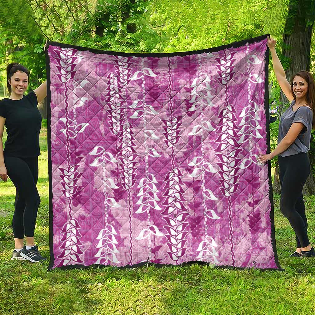 Magenta Hawaii Tapa Pattern Quilt With Heliconia Vintage Style LT05 - Polynesian Pride
