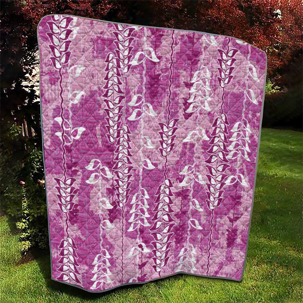 Magenta Hawaii Tapa Pattern Quilt With Heliconia Vintage Style LT05 - Polynesian Pride