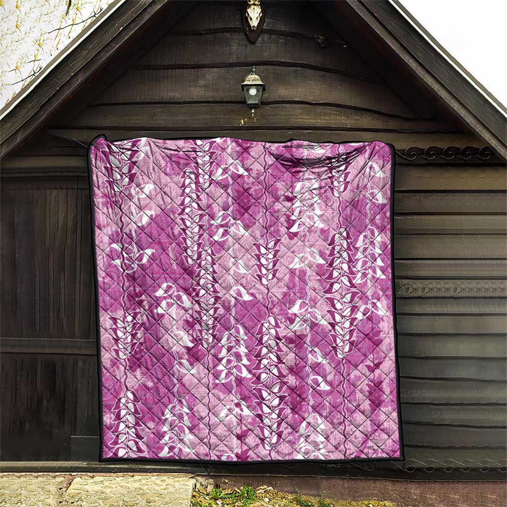 Magenta Hawaii Tapa Pattern Quilt With Heliconia Vintage Style LT05 - Polynesian Pride