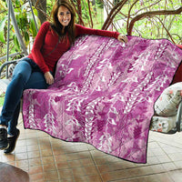Magenta Hawaii Tapa Pattern Quilt With Heliconia Vintage Style LT05 - Polynesian Pride