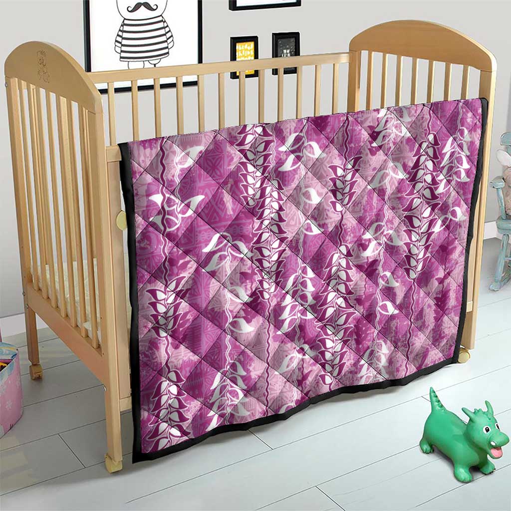 Magenta Hawaii Tapa Pattern Quilt With Heliconia Vintage Style LT05 - Polynesian Pride