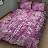 Magenta Hawaii Tapa Pattern Quilt Bed Set With Heliconia Vintage Style LT05 - Polynesian Pride