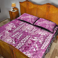 Magenta Hawaii Tapa Pattern Quilt Bed Set With Heliconia Vintage Style LT05 - Polynesian Pride