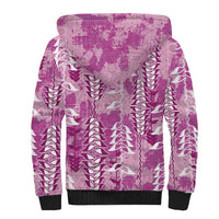 Magenta Hawaii Tapa Pattern Sherpa Hoodie With Heliconia Vintage Style LT05 - Polynesian Pride