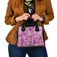 Magenta Hawaii Tapa Pattern Shoulder Handbag With Heliconia Vintage Style LT05 - Polynesian Pride
