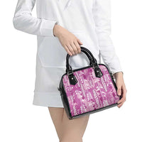 Magenta Hawaii Tapa Pattern Shoulder Handbag With Heliconia Vintage Style LT05 - Polynesian Pride