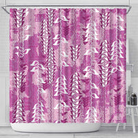Magenta Hawaii Tapa Pattern Shower Curtain With Heliconia Vintage Style LT05 - Polynesian Pride