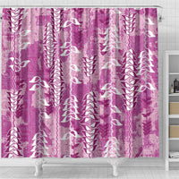 Magenta Hawaii Tapa Pattern Shower Curtain With Heliconia Vintage Style LT05 - Polynesian Pride