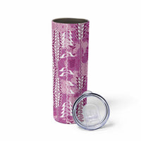 Magenta Hawaii Tapa Pattern Skinny Tumbler With Heliconia Vintage Style