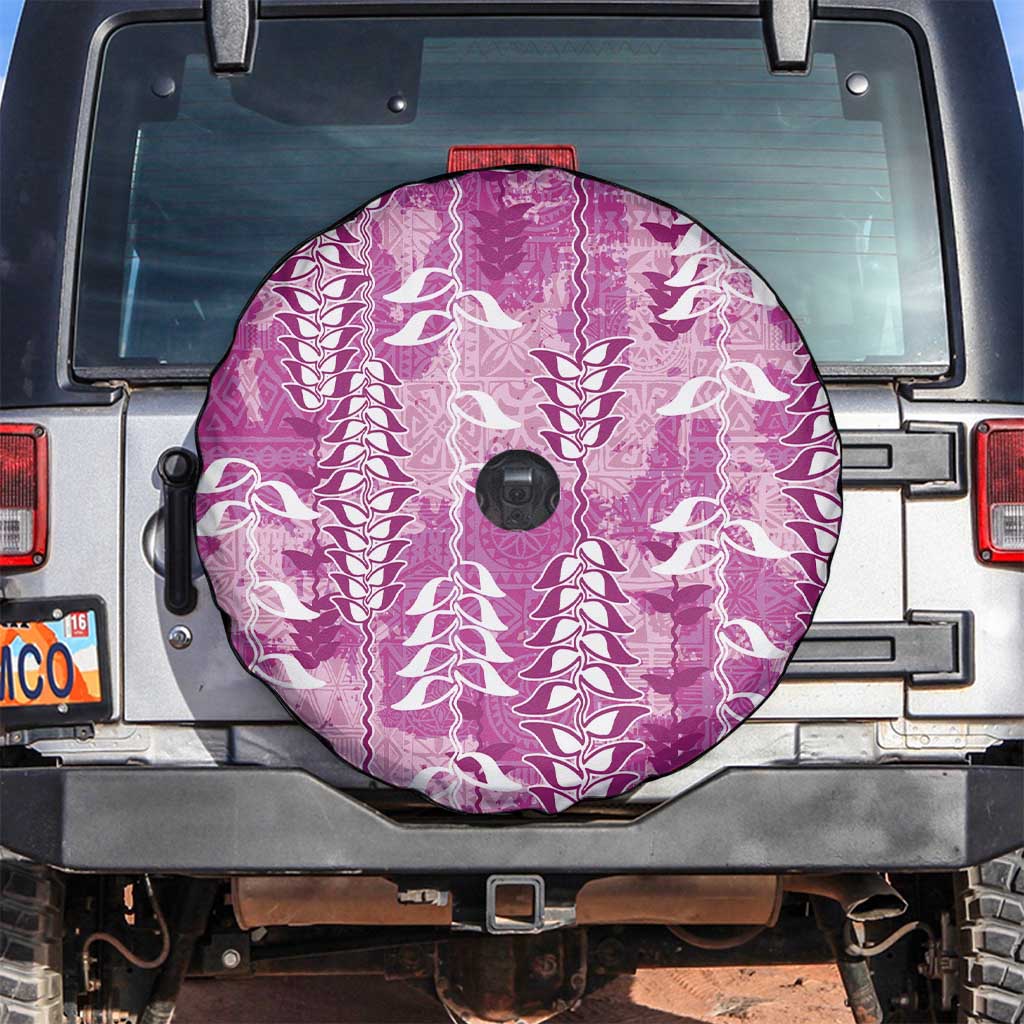 Magenta Hawaii Tapa Pattern Spare Tire Cover With Heliconia Vintage Style LT05 Magenta - Polynesian Pride