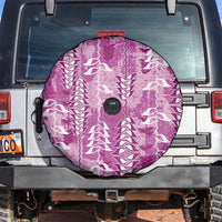 Magenta Hawaii Tapa Pattern Spare Tire Cover With Heliconia Vintage Style LT05 Magenta - Polynesian Pride