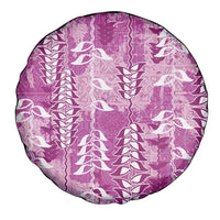 Magenta Hawaii Tapa Pattern Spare Tire Cover With Heliconia Vintage Style LT05 - Polynesian Pride