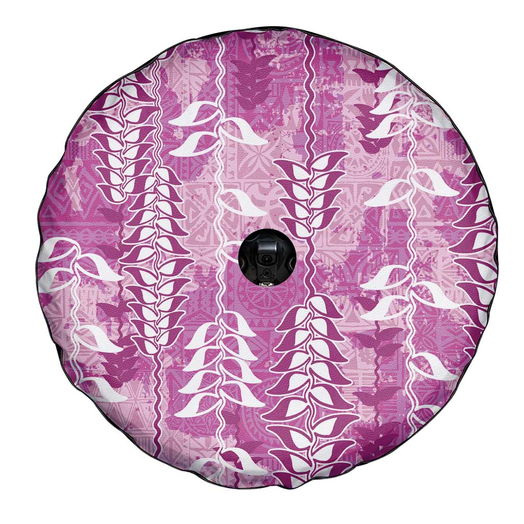 Magenta Hawaii Tapa Pattern Spare Tire Cover With Heliconia Vintage Style LT05 - Polynesian Pride