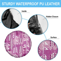 Magenta Hawaii Tapa Pattern Spare Tire Cover With Heliconia Vintage Style LT05 - Polynesian Pride