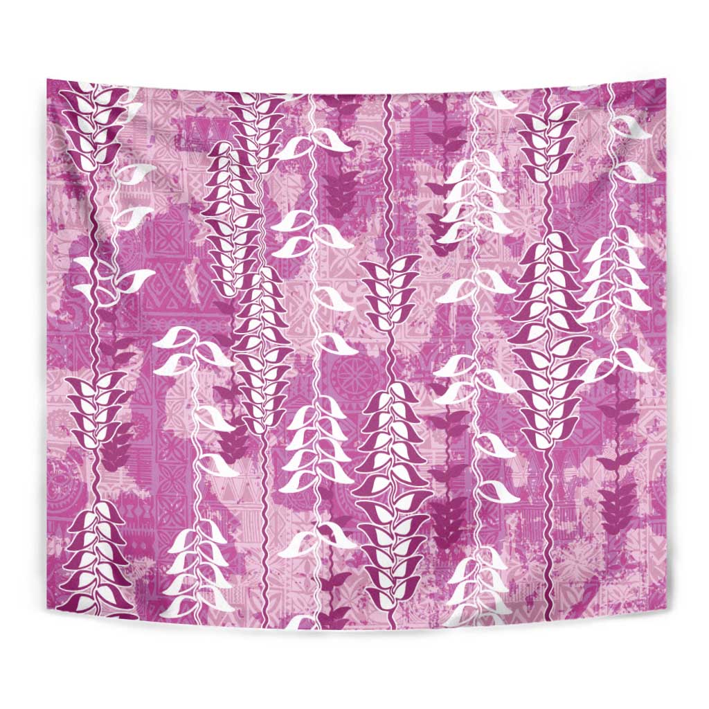 Magenta Hawaii Tapa Pattern Tapestry With Heliconia Vintage Style LT05 - Polynesian Pride