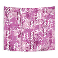 Magenta Hawaii Tapa Pattern Tapestry With Heliconia Vintage Style LT05 - Polynesian Pride