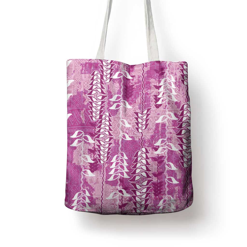 Magenta Hawaii Tapa Pattern Tote Bag With Heliconia Vintage Style LT05 - Polynesian Pride
