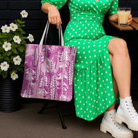 Magenta Hawaii Tapa Pattern Tote Bag With Heliconia Vintage Style LT05 - Polynesian Pride