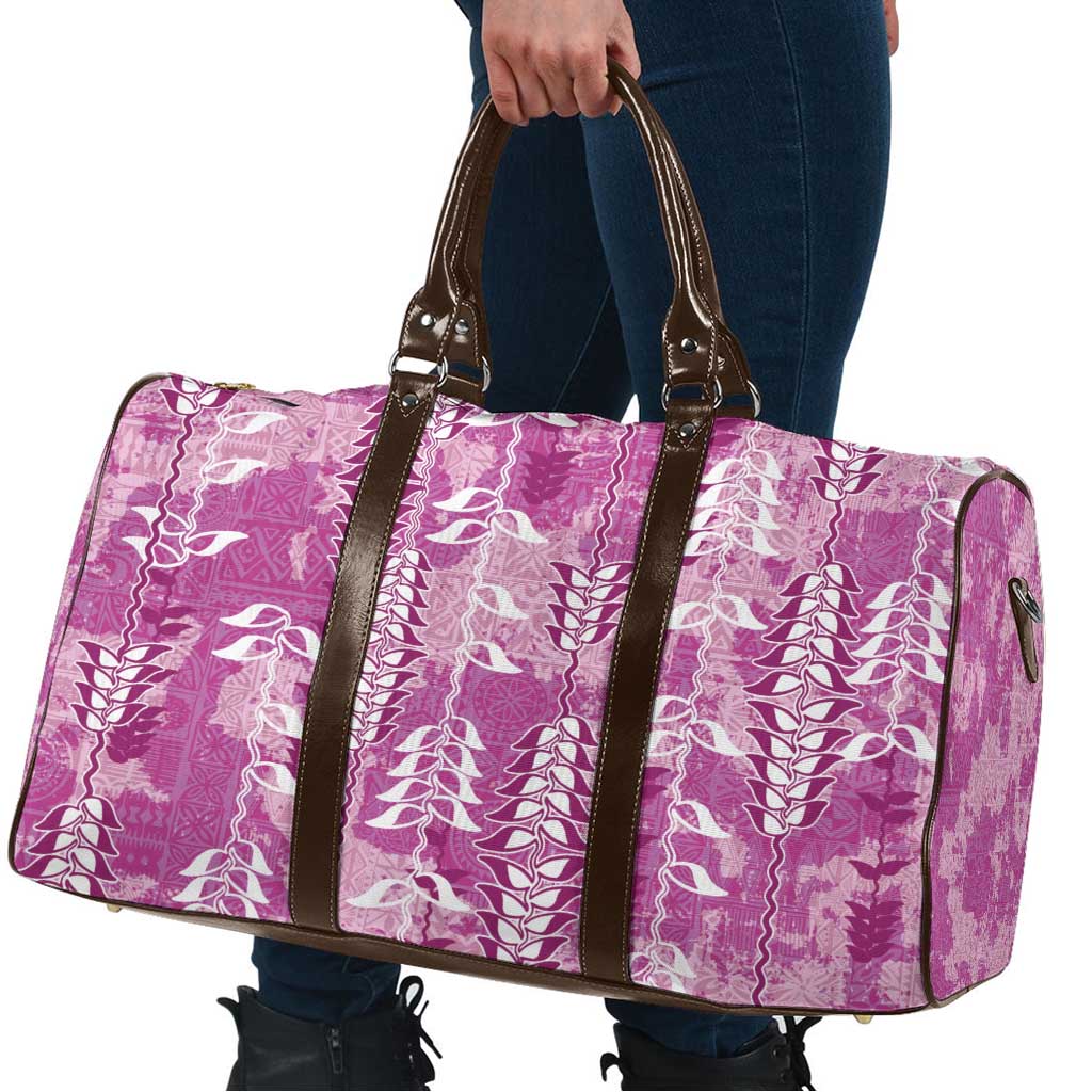 Magenta Hawaii Tapa Pattern Travel Bag With Heliconia Vintage Style LT05 - Polynesian Pride