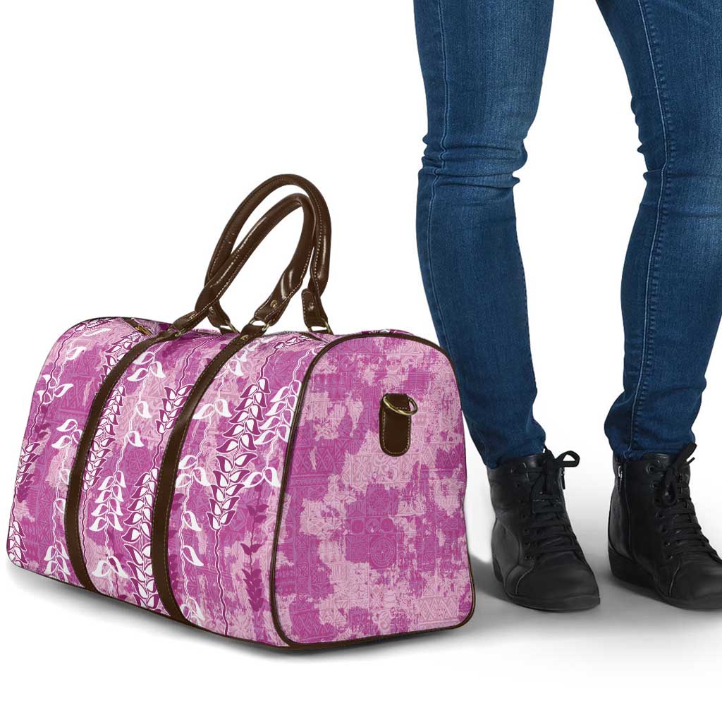 Magenta Hawaii Tapa Pattern Travel Bag With Heliconia Vintage Style LT05 - Polynesian Pride