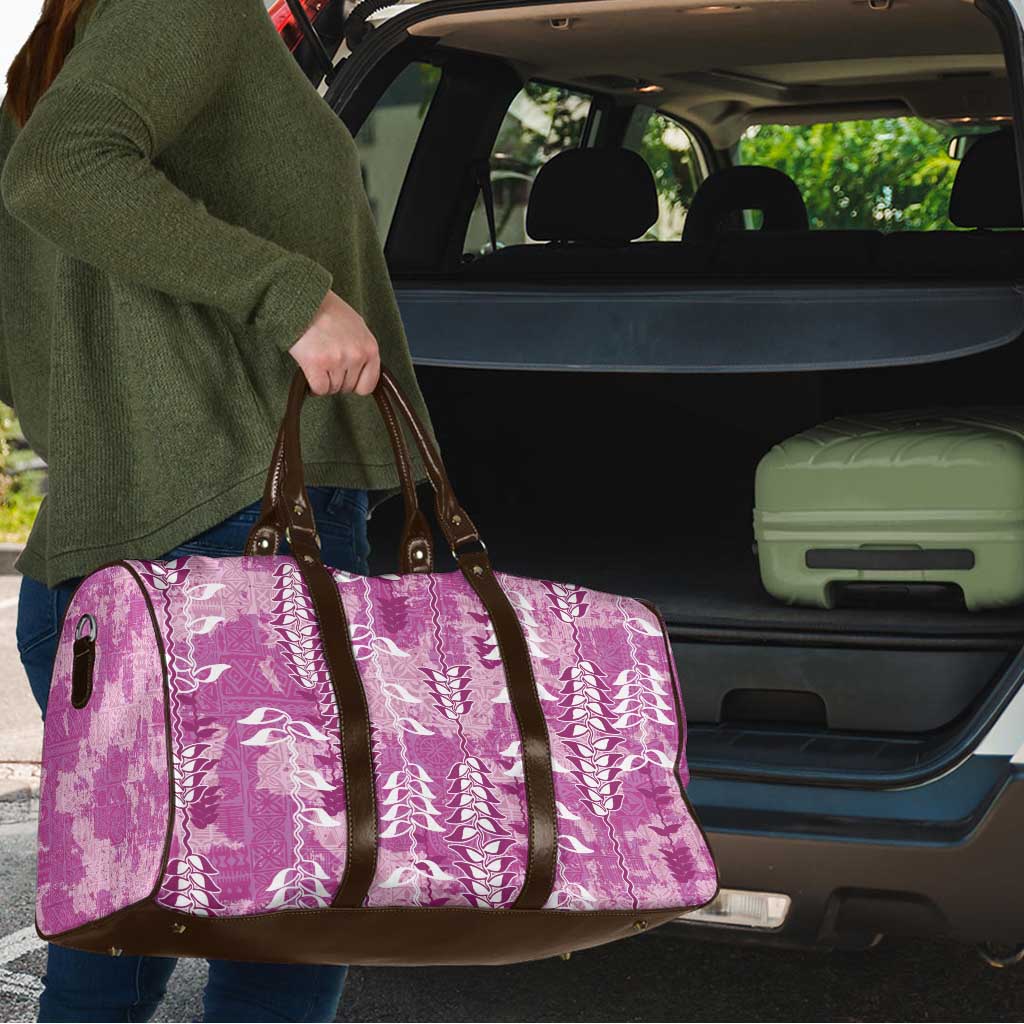 Magenta Hawaii Tapa Pattern Travel Bag With Heliconia Vintage Style LT05 - Polynesian Pride