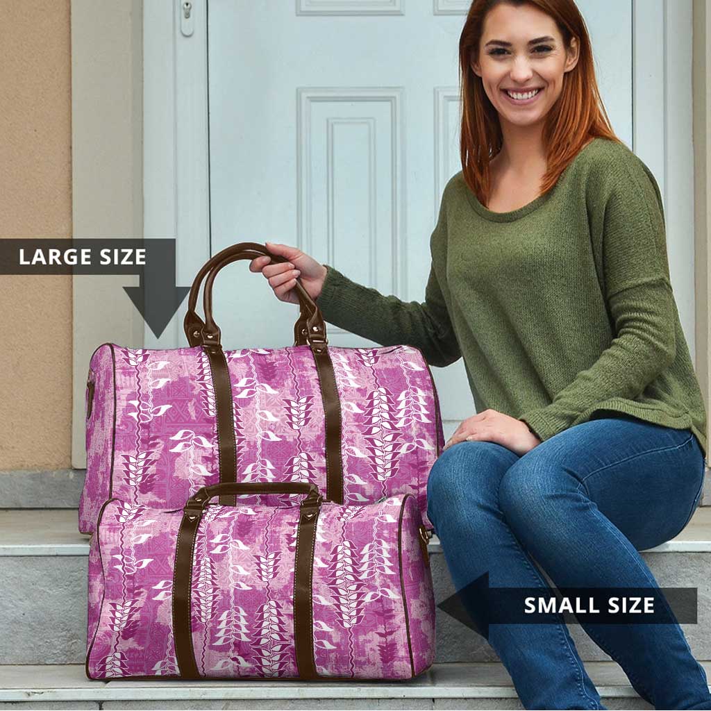 Magenta Hawaii Tapa Pattern Travel Bag With Heliconia Vintage Style LT05 - Polynesian Pride